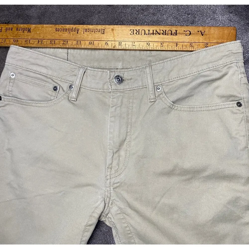 Levi's 511 Red Tab Black Patch Size 32 X 28 (34X30) Khaki Stretch Slim Fit Jeans